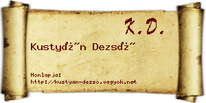 Kustyán Dezső névjegykártya
